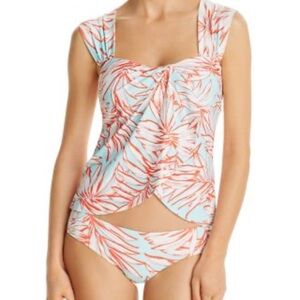 Vince Camuto Printed Draped Tankini Top and bottom